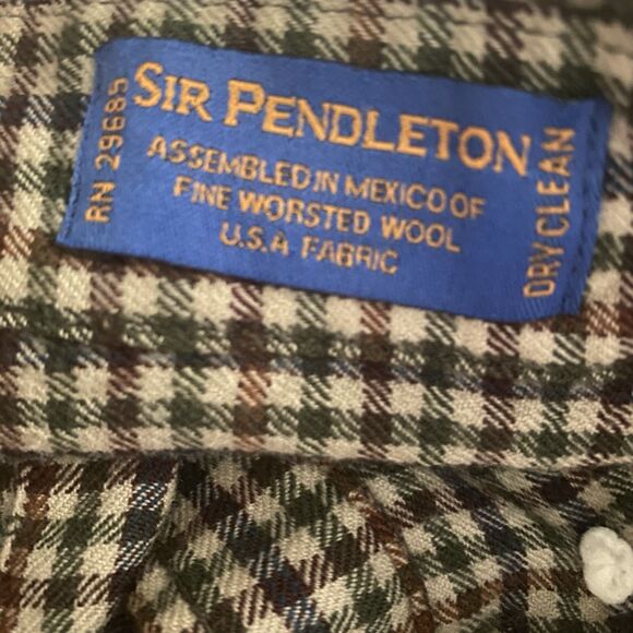 Pendleton Shirt XL Men’s Wool Houndstooth Plaid Brown Sir Button Vintage Fall - Picture 4 of 10